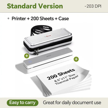 Inkless Thermal Printer – Wireless, Portable – Bluetooth, A4/US Letter – iOS/Android/Laptop