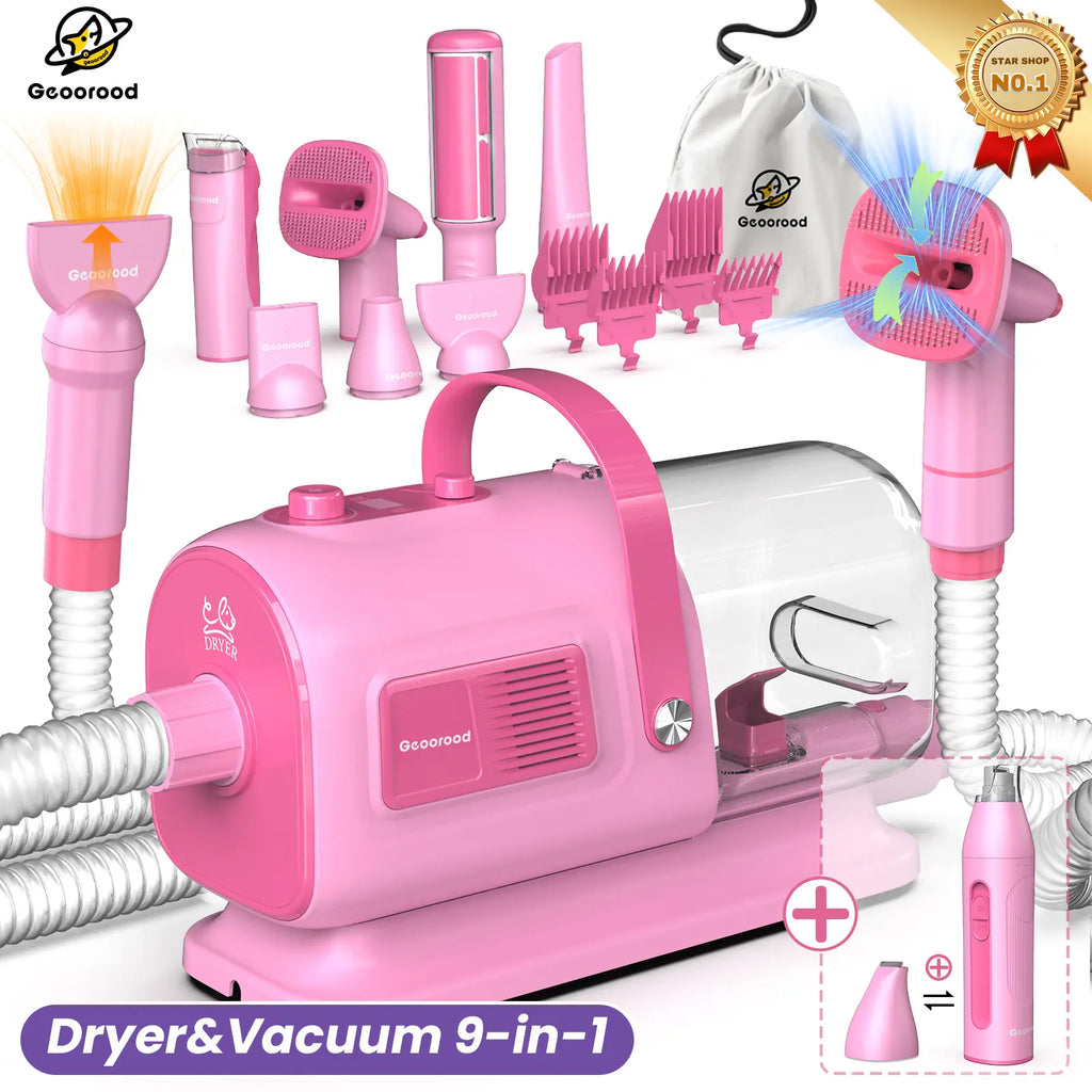 Dog Grooming Kit with Vacuum Brush – 13KPa Suction, 2.5L Dust Cup, Stainless Steel Blades – Lightweight All-in-One Pet Cleaning Set