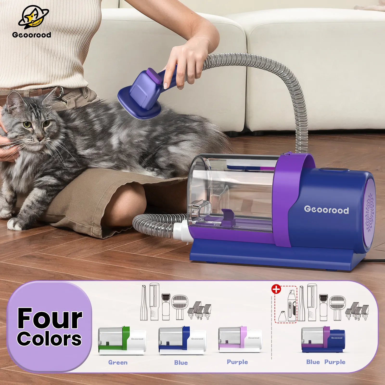 Dog Grooming Kit with Vacuum Brush – 13KPa Suction, 2.5L Dust Cup, Stainless Steel Blades – Lightweight All-in-One Pet Cleaning Set
