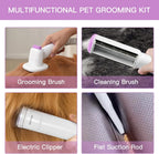 Dog Grooming Kit with Vacuum Brush – 13KPa Suction, 2.5L Dust Cup, Stainless Steel Blades – Lightweight All-in-One Pet Cleaning Set