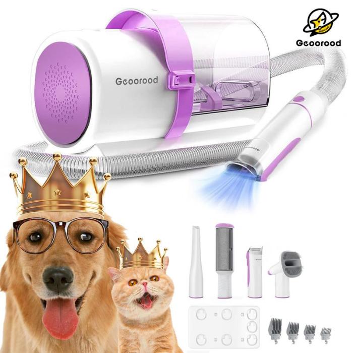 Dog Grooming Kit with Vacuum Brush – 13KPa Suction, 2.5L Dust Cup, Stainless Steel Blades – Lightweight All-in-One Pet Cleaning Set