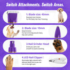 Geoorood Pet Grooming Kit – Low Noise Clippers, IPX7 Waterproof, Rechargeable Cordless Paw Trimmer & Nail Grinder – for Dogs, Cats & Pets