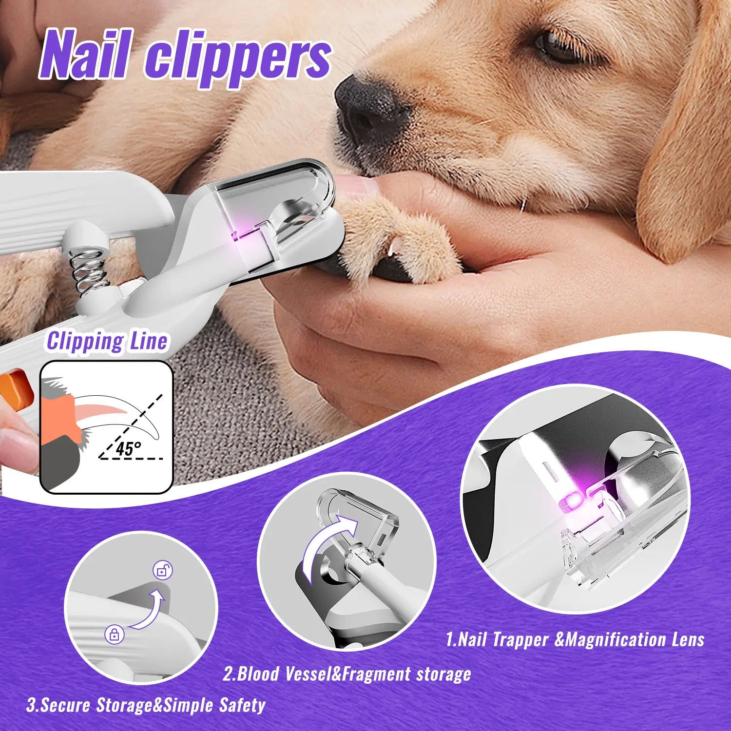 Geoorood Pet Grooming Kit – Low Noise Clippers, IPX7 Waterproof, Rechargeable Cordless Paw Trimmer & Nail Grinder – for Dogs, Cats & Pets