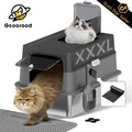 Geoorood XL Stainless Steel Litter Box with Lid – Enclosed High Sides, Anti-Leakage, Non-Sticky & Easy-Clean – Includes Scoop for Big Cats