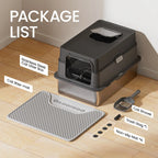 Geoorood XL Stainless Steel Litter Box with Lid – Enclosed High Sides, Anti-Leakage, Non-Sticky & Easy-Clean – Includes Scoop for Big Cats
