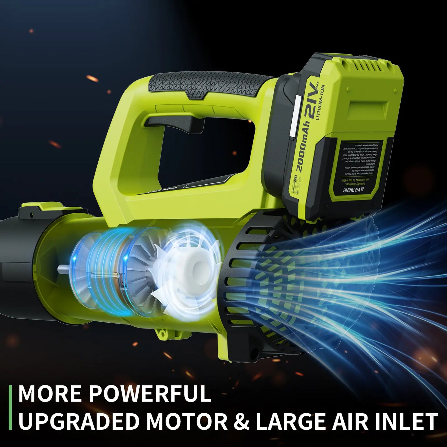 21V Cordless Leaf Blower with Dual Batteries and Fast Charger