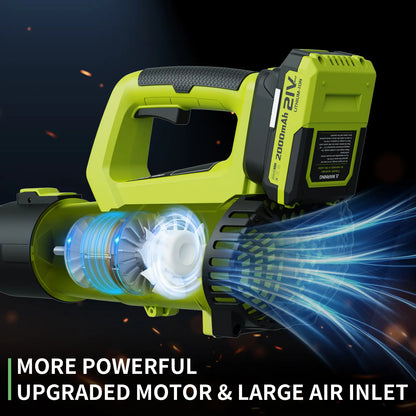 21V Cordless Leaf Blower with Dual Batteries and Fast Charger