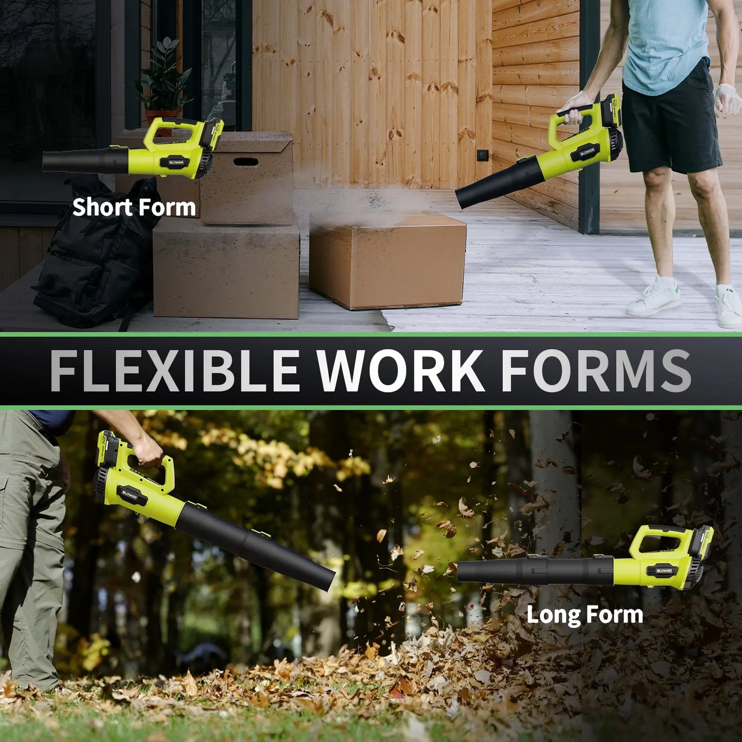 21V Cordless Leaf Blower with Dual Batteries and Fast Charger