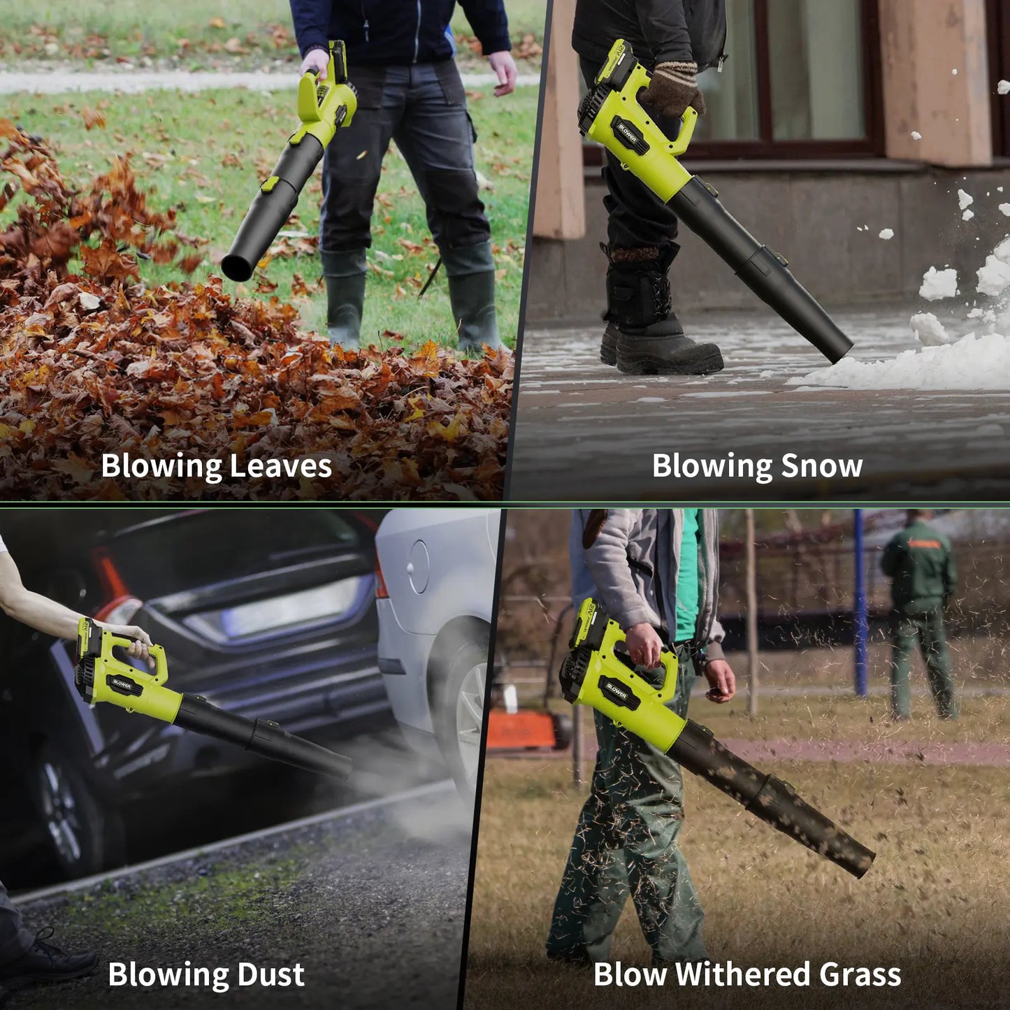 21V Cordless Leaf Blower with Dual Batteries and Fast Charger
