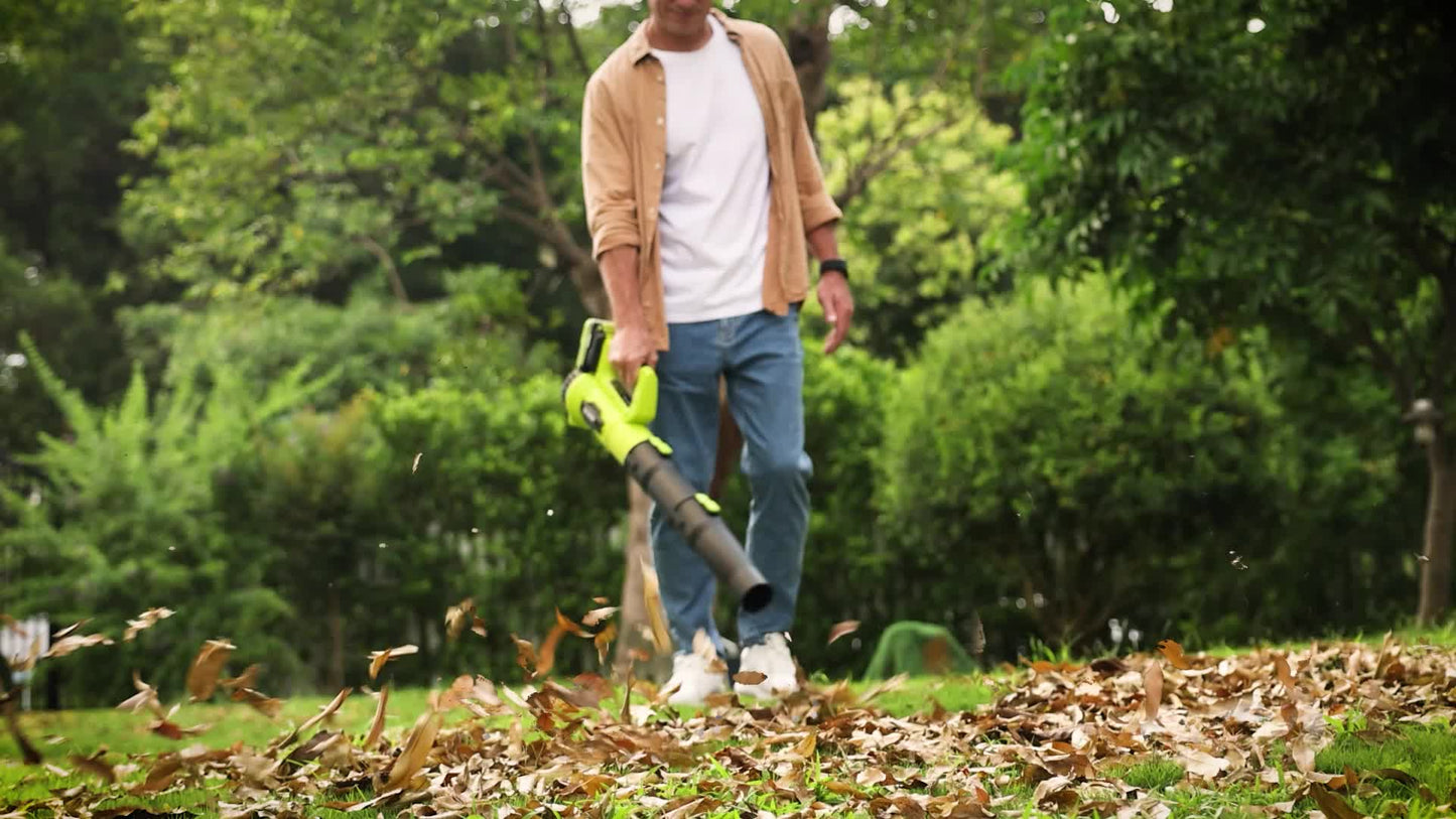 21V Cordless Leaf Blower with Dual Batteries and Fast Charger