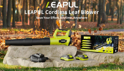 21V Cordless Leaf Blower with Dual Batteries and Fast Charger