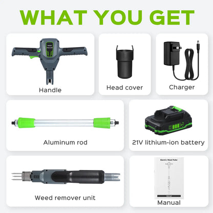 21V Cordless Electric Weed Puller Tool with 3 Claw Steel Head