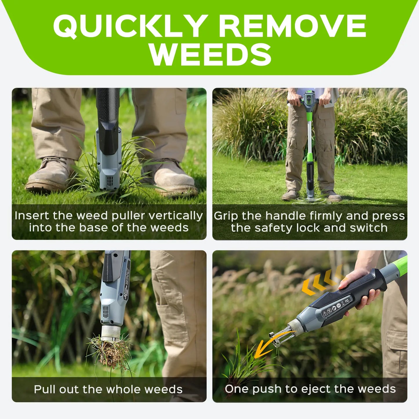 21V Cordless Electric Weed Puller Tool with 3 Claw Steel Head
