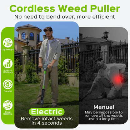 21V Cordless Electric Weed Puller Tool with 3 Claw Steel Head