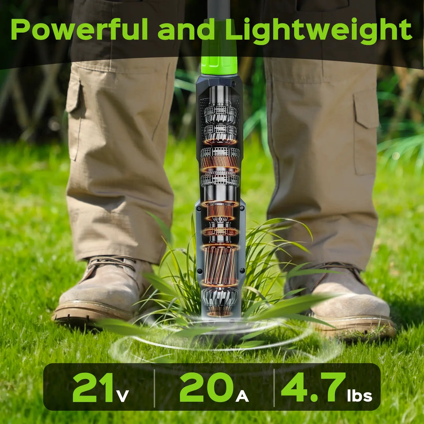 21V Cordless Electric Weed Puller Tool with 3 Claw Steel Head