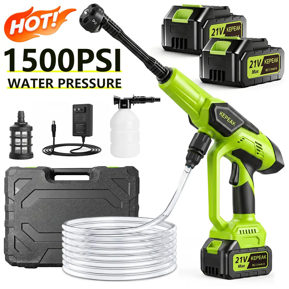 21V Cordless Power Washer 1500 PSI Portable High Pressure Cleaner