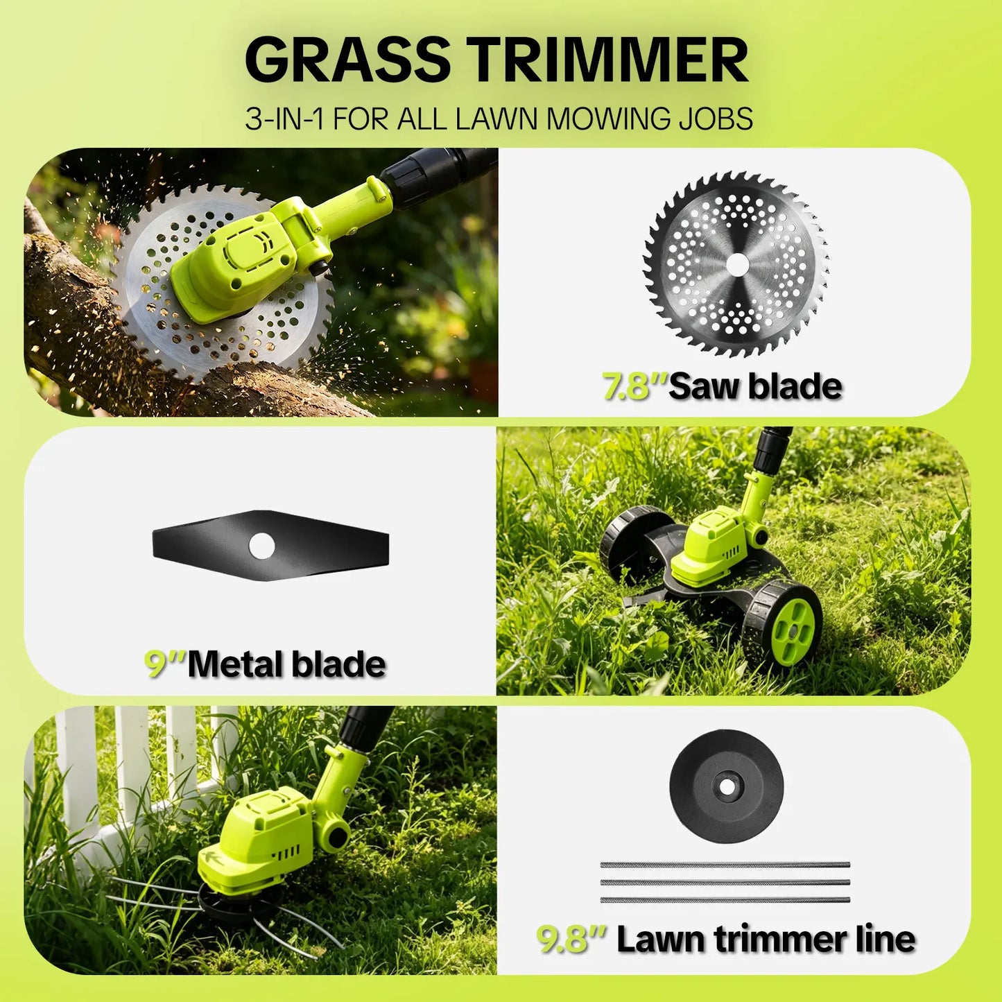 SEESE Cordless Lawn Mower – 3-in-1 with 2 Batteries – Lightweight for Small Yards