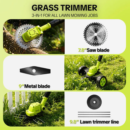 SEESE Cordless Lawn Mower – 3-in-1 with 2 Batteries – Lightweight for Small Yards