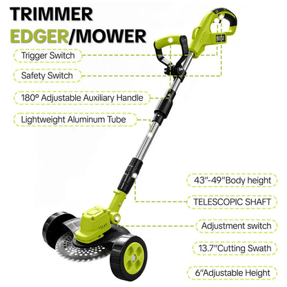 SEESE Cordless Lawn Mower – 3-in-1 with 2 Batteries – Lightweight for Small Yards