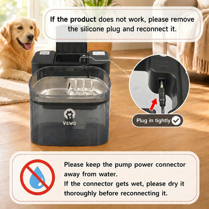 VEWO 11L Dog Water Fountain – No Spill, Ultra Quiet – 7 Days No Refill for Large Pets