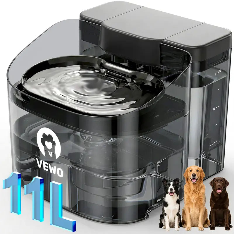VEWO 11L Dog Water Fountain – No Spill, Ultra Quiet – 7 Days No Refill for Large Pets