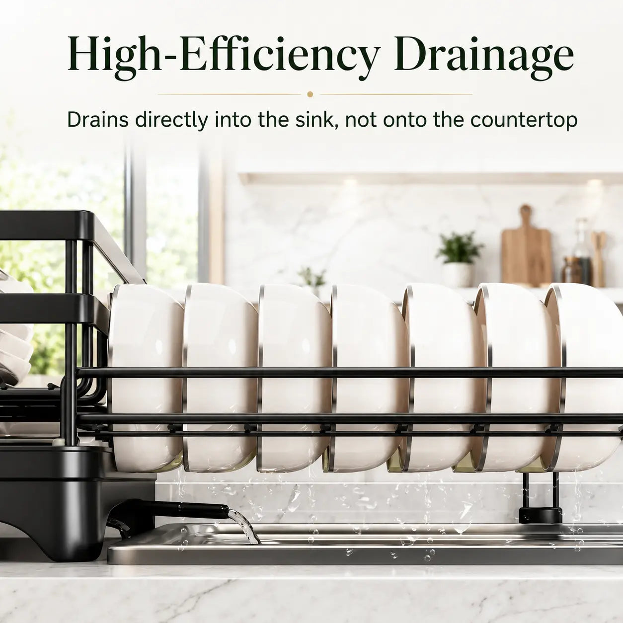 Foldable Over Sink Dish Rack – 2-Tier Pull-Out Drying Rack with Utensil Holder – Kitchen Space Saver