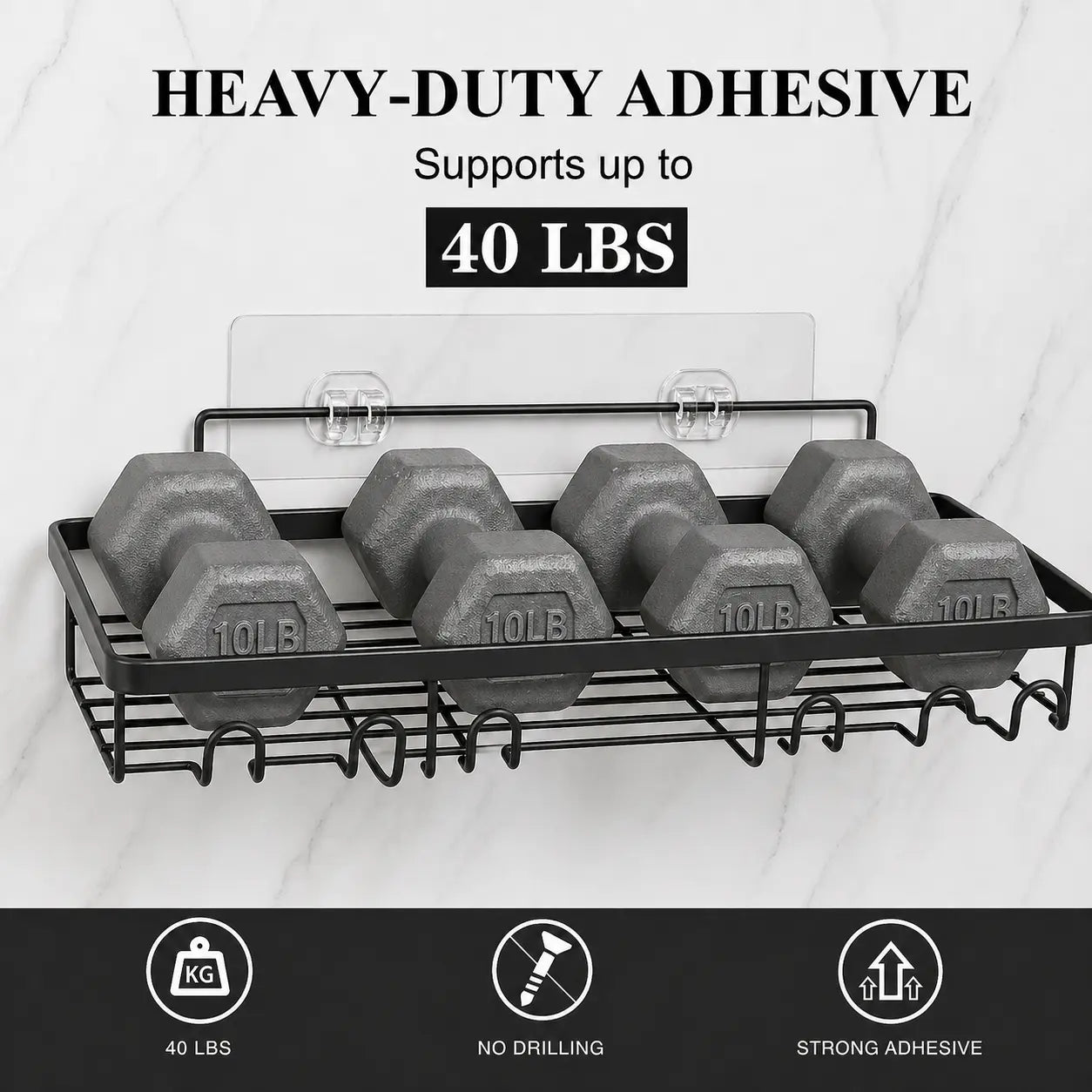 6-Pack Rustproof Shower Caddy – No-Drilling Adhesive Shelves – Large Capacity Bathroom Storage