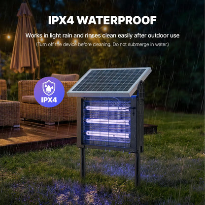 Solar Bug Zapper – 3500V, Smart Sensor – USB & Solar Charging for Outdoor Use