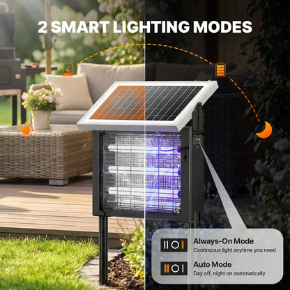 Solar Bug Zapper – 3500V, Smart Sensor – USB & Solar Charging for Outdoor Use