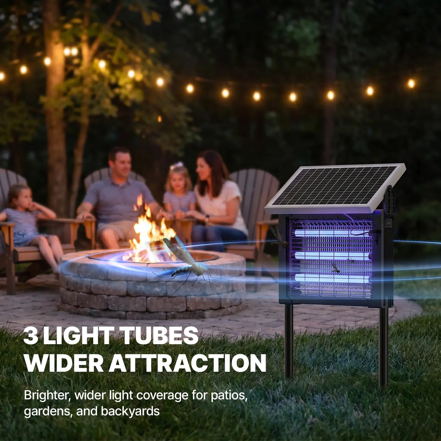 Solar Bug Zapper – 3500V, Smart Sensor – USB & Solar Charging for Outdoor Use