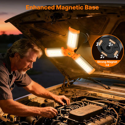 Camping Light with Tripod – 2850LM, 18000mAh, Remote – 3 Heads for Camping & Emergency