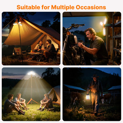 Camping Light with Tripod – 2850LM, 18000mAh, Remote – 3 Heads for Camping & Emergency