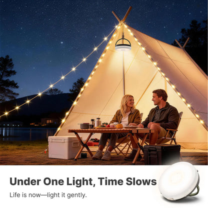 49.2Ft Solar String Lights – 5400mAh Rechargeable, Retractable – Waterproof LED for Camping, Patio & Emergency