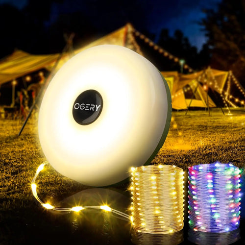 49.2Ft Solar String Lights – 5400mAh Rechargeable, Retractable – Waterproof LED for Camping, Patio & Emergency