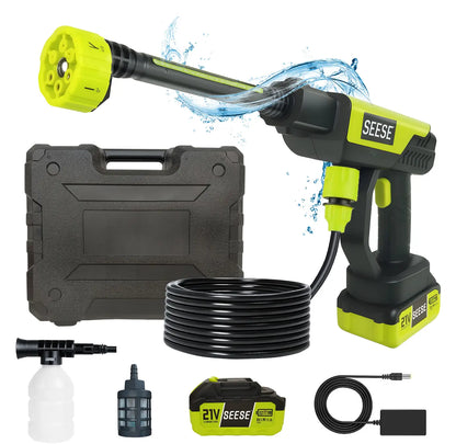 Cordless Portable Pressure Washer – Bottle Attachment & Charger Base – For Car, Home & Garden Watering
