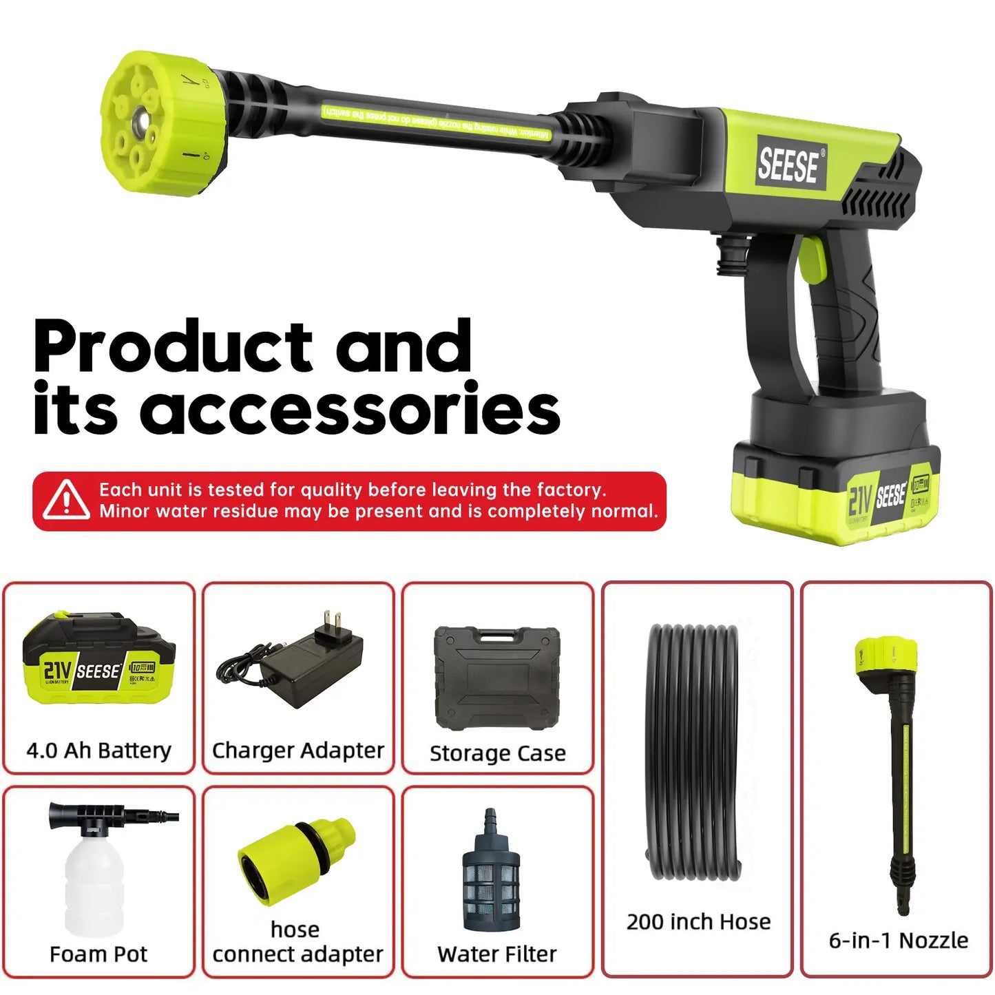 Cordless Portable Pressure Washer – Bottle Attachment & Charger Base – For Car, Home & Garden Watering