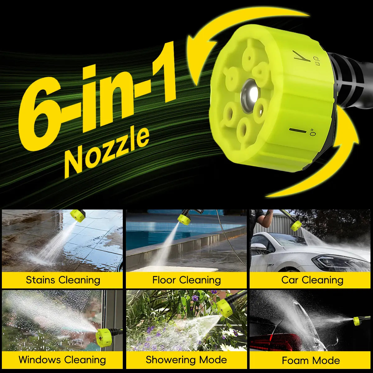 Cordless Portable Pressure Washer – Bottle Attachment & Charger Base – For Car, Home & Garden Watering