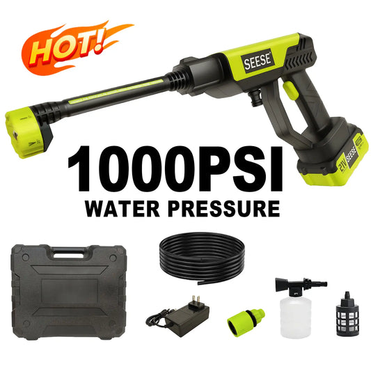 Cordless Portable Pressure Washer – Bottle Attachment & Charger Base – For Car, Home & Garden Watering