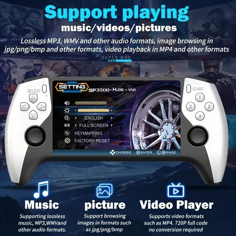 Retro Game Console – 5.1" IPS Display, 14+ Emulators, TV Output – Preloaded Classic Games with Protection