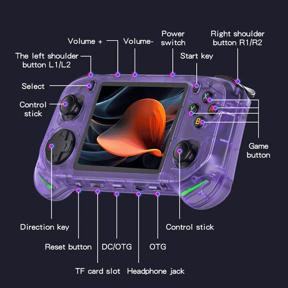 Retro Gaming Controller – 3.5" HD Screen, 64-Bit CPU, Long Battery – Portable Handheld Game Device, White
