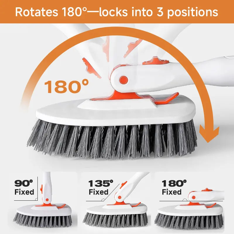 3-in-1 Floor Scrubber – 52" Long Handle, 3 Heads – Multi-Surface Tool for Kitchen & Bathroom