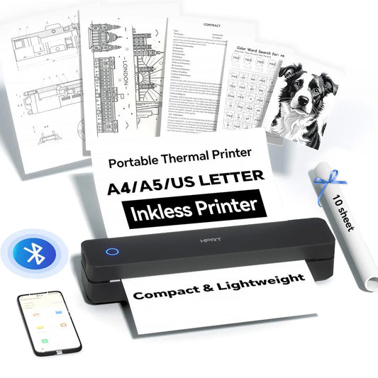 Inkless Thermal Printer – Wireless, Portable – Bluetooth, A4/US Letter – iOS/Android/Laptop