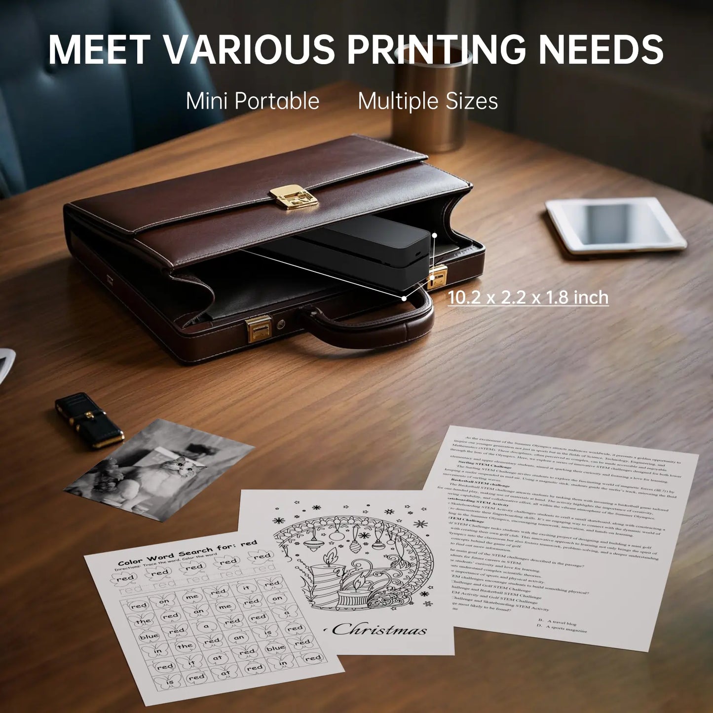 Inkless Thermal Printer – Wireless, Portable – Bluetooth, A4/US Letter – iOS/Android/Laptop