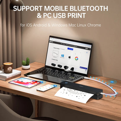 Inkless Thermal Printer – Wireless, Portable – Bluetooth, A4/US Letter – iOS/Android/Laptop