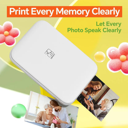 Mini Photo Printer – 2x3" Sticker Photos, Bluetooth – Instant Color Prints, Supplies Included