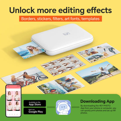 Mini Photo Printer – 2x3" Sticker Photos, Bluetooth – Instant Color Prints, Supplies Included