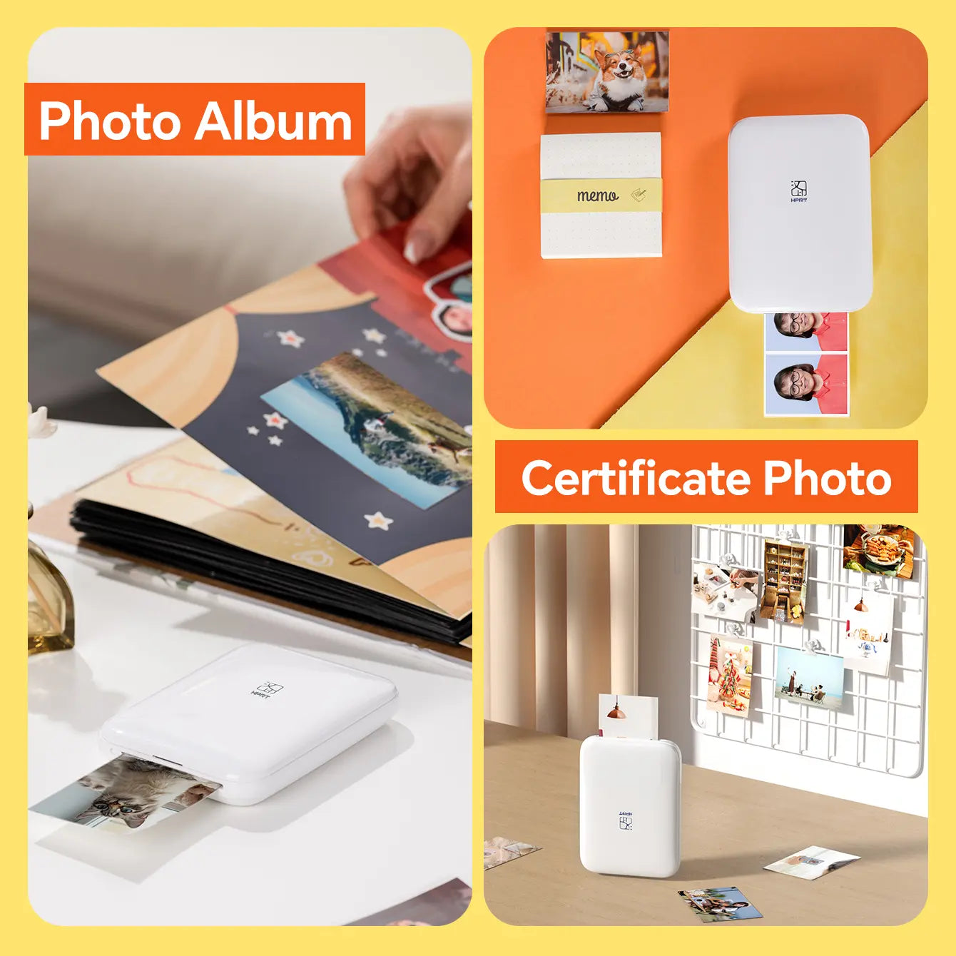 Mini Photo Printer – 2x3" Sticker Photos, Bluetooth – Instant Color Prints, Supplies Included