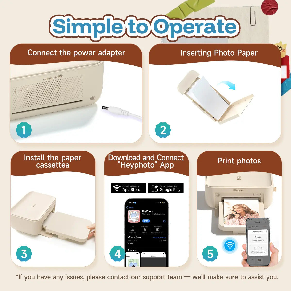 4x6 Wireless Photo Printer – Dye Sublimation, Wi-Fi – Color Photos from iPhone/Android – Ideal Gift for Mom & Family Albums